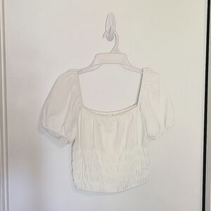 Elodie White Crop Top Puffy Sleeves Small